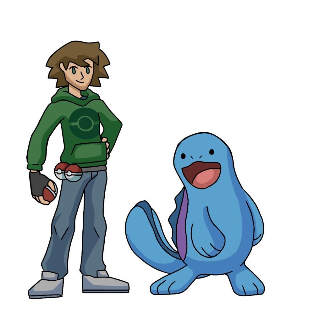 I don’t draw humans often but heres me and quagsire :D