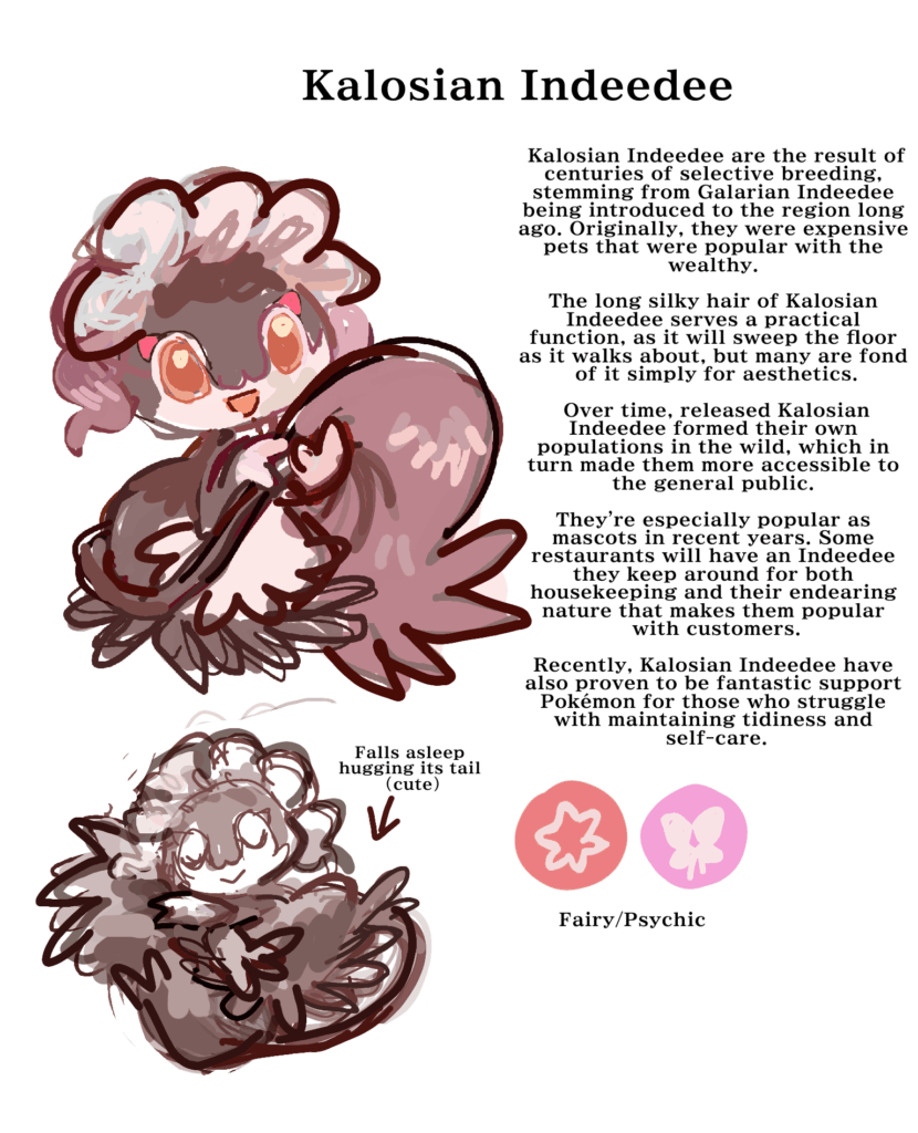 A little saddened by the fact that Indeedee didn't make it into Z-A, so here's a rough idea for a regional variant! (OC)