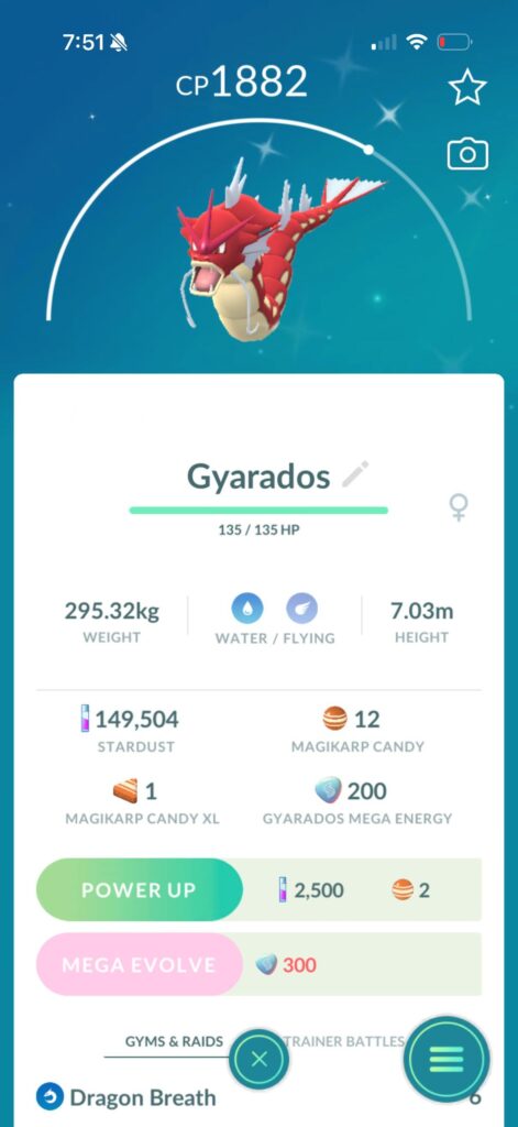Only did 1 Gyardos raid…