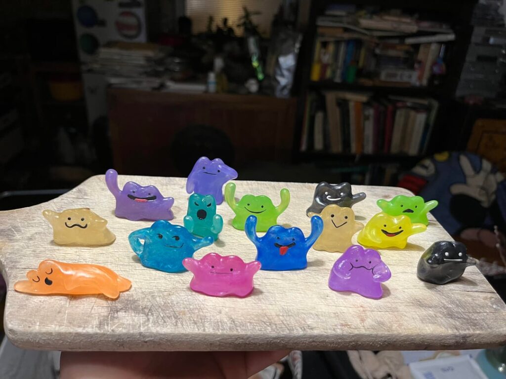 (OC) New Batch of hand sculpted thermoplastic Ditto clear multi colour mini figures