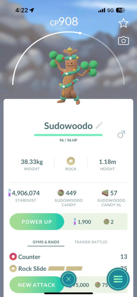 Costume Sudowoodo glitch?