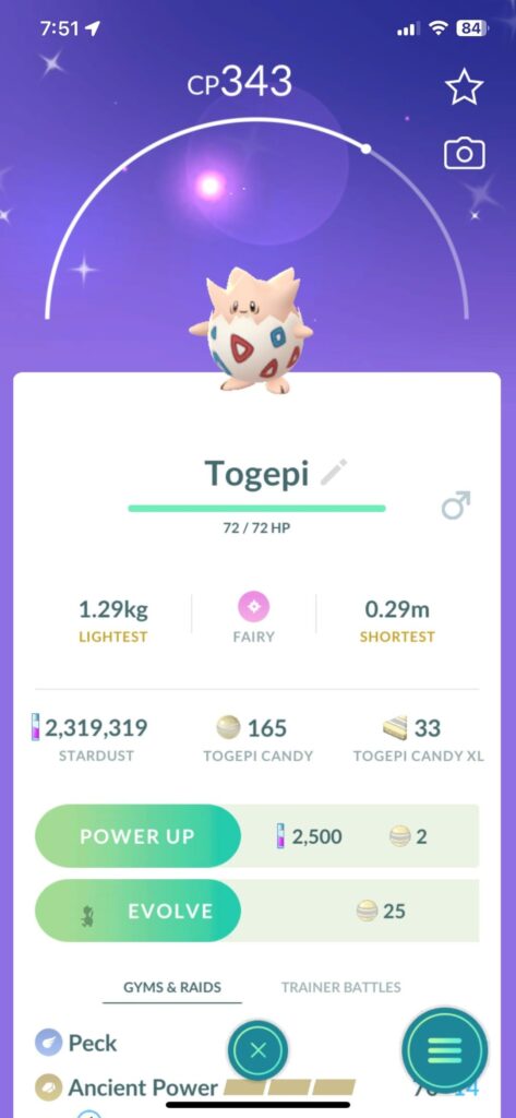 How rare is shiny togepi with an unknown hatch location