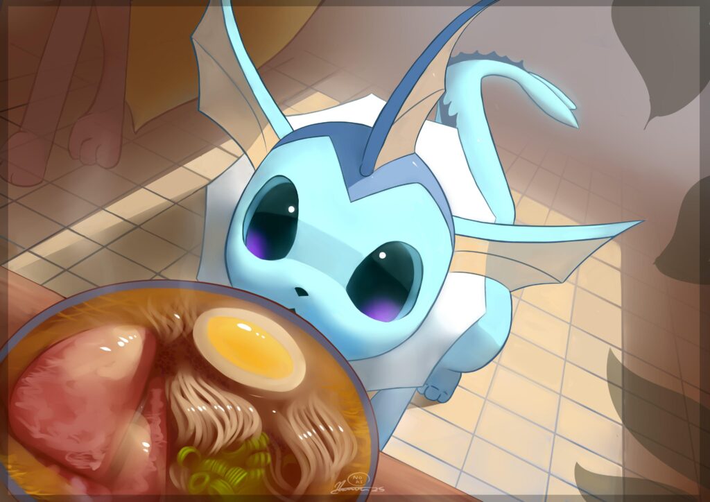 Hungry Vaporeon, Art by Auroriia [OC]