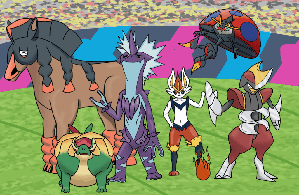 I finished pokemon Shield for the first time. My favorite team by far, I had to draw them