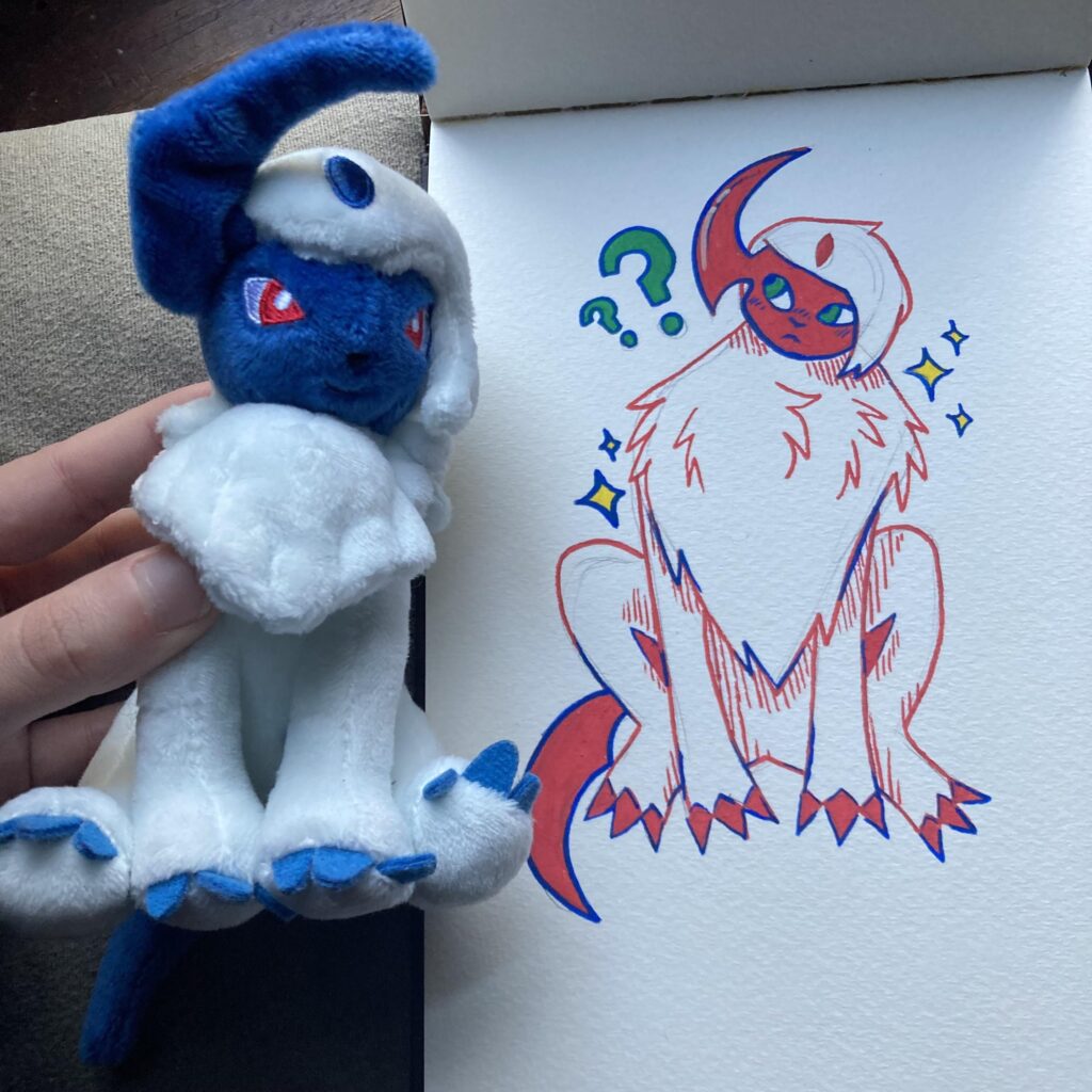 Paint marker absol doodle with my new plush :]