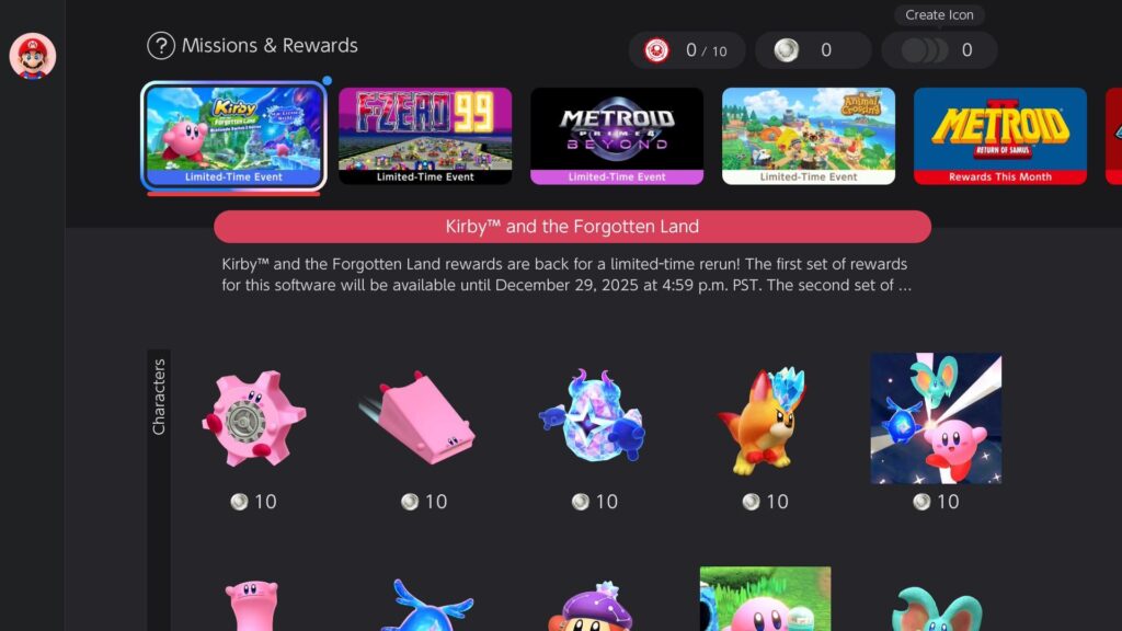 Kirby and The Forgotten Land NSO icons are now available again