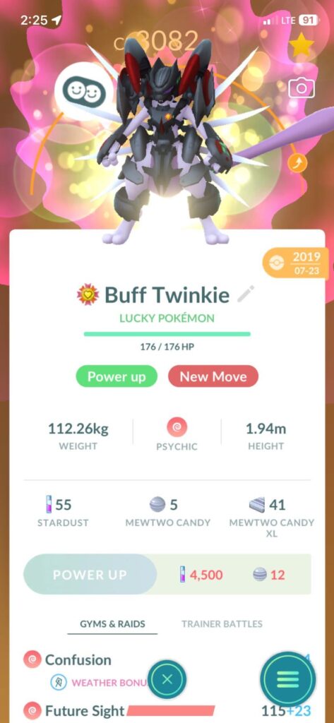 Armored Mewtwo finally got it to 3k+ (96% Lucky BFF)