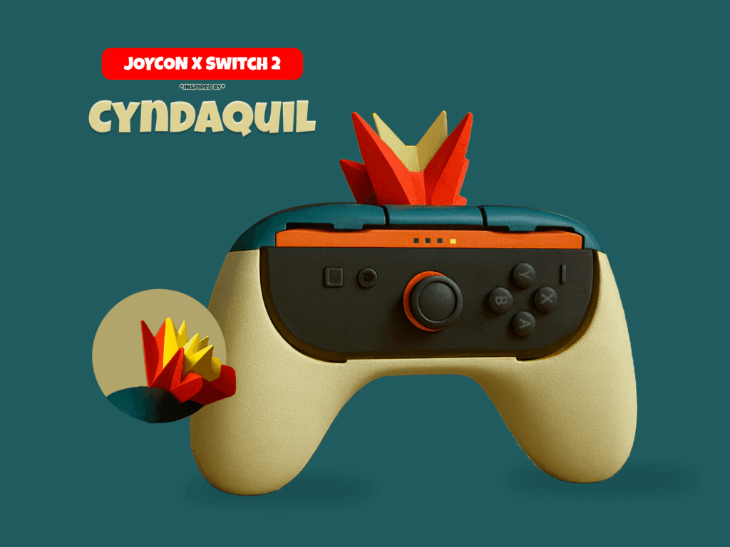 Fan concept: Joy-Con inspired by Cyndaquil (digital + 3D version)