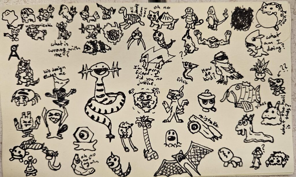 Work Doodles of Pokemon from Memory