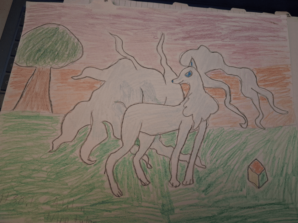 I drew Alolan Ninetales and Gmax Alcremie