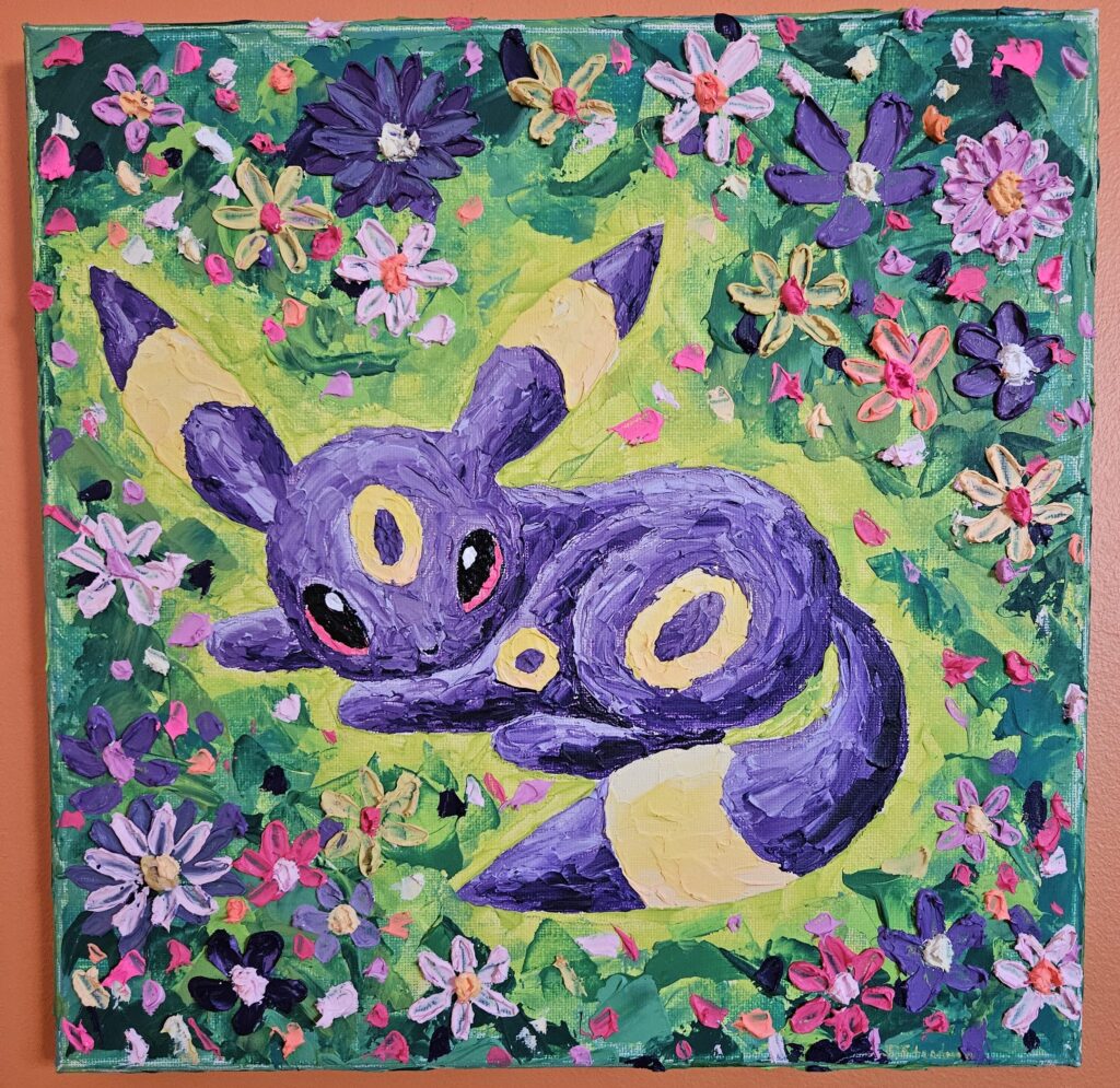 My Umbreon painting. Acrylic on canvas 12" x 12"