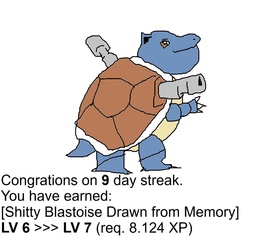 Day 9 of motivating my friend to do a thing: Blastoise