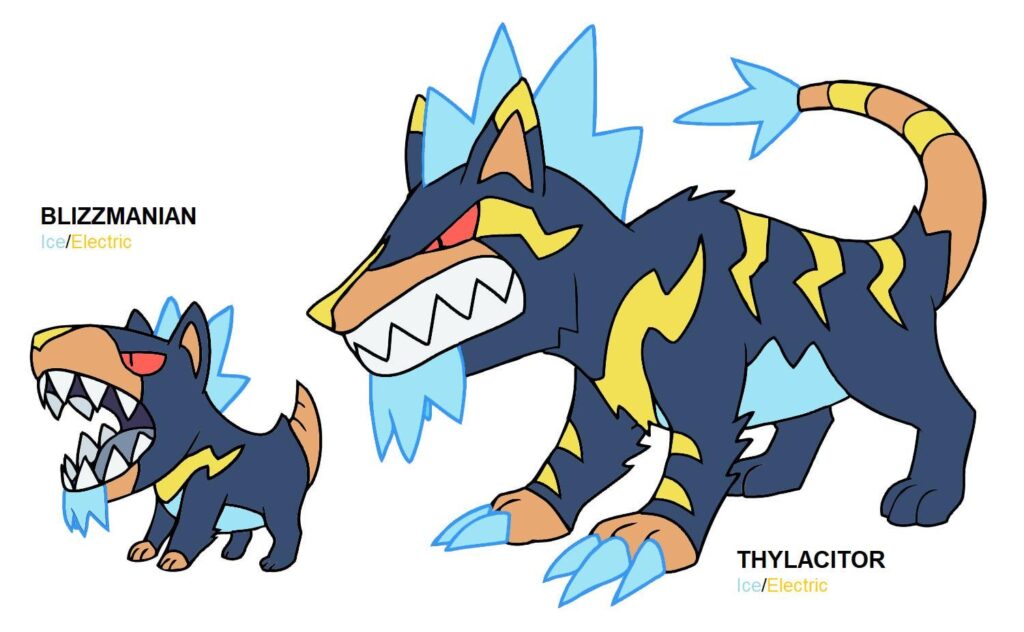 Ice/Electric Thylacine Fakémon | Artwork By [SkarmorySilver]