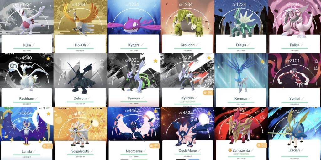 All available box legendaries with their own themed backgrounds