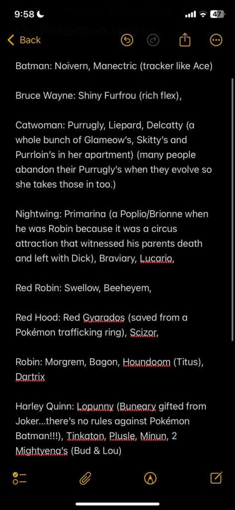 Trying to form Pokémon teams for DC characters, need some ideas.