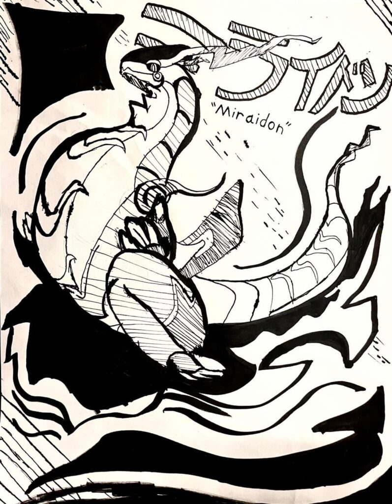 I got a calligraphy pen so I can make manga, and so I decided to draw Miraidon for practice!