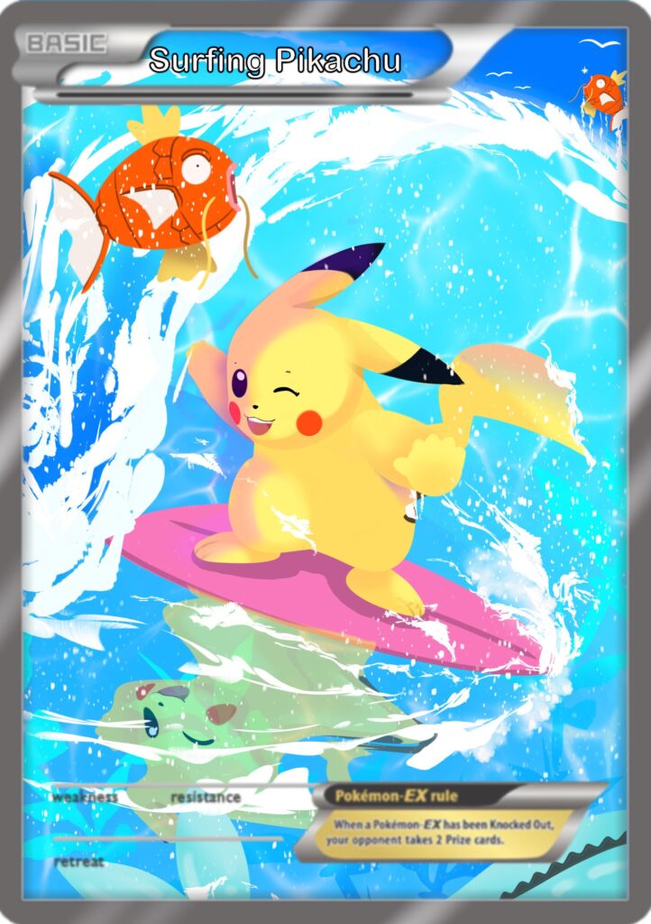 Love me a pikachu so i drew him updated surfing