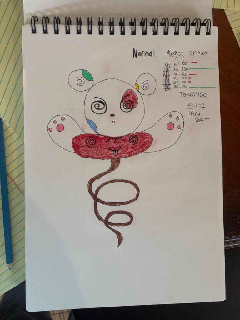 I’m down a pen for my IPad, so I made do with paper and pencil to create Mega Spinda and Mega Orthworm!