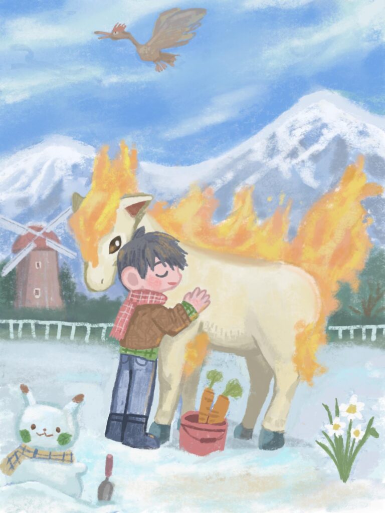 Ponyta and me in winter.