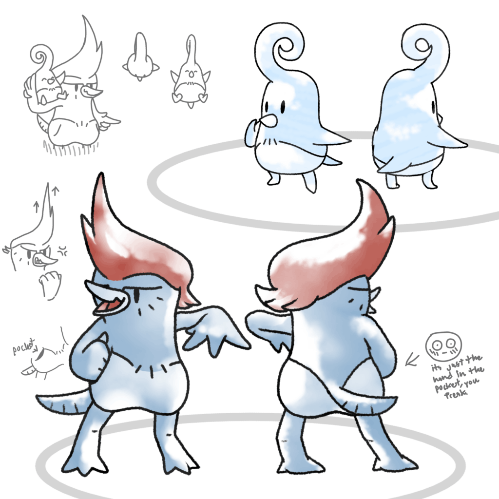 Dome duck creatures i drew. The big one is called Ruffian.