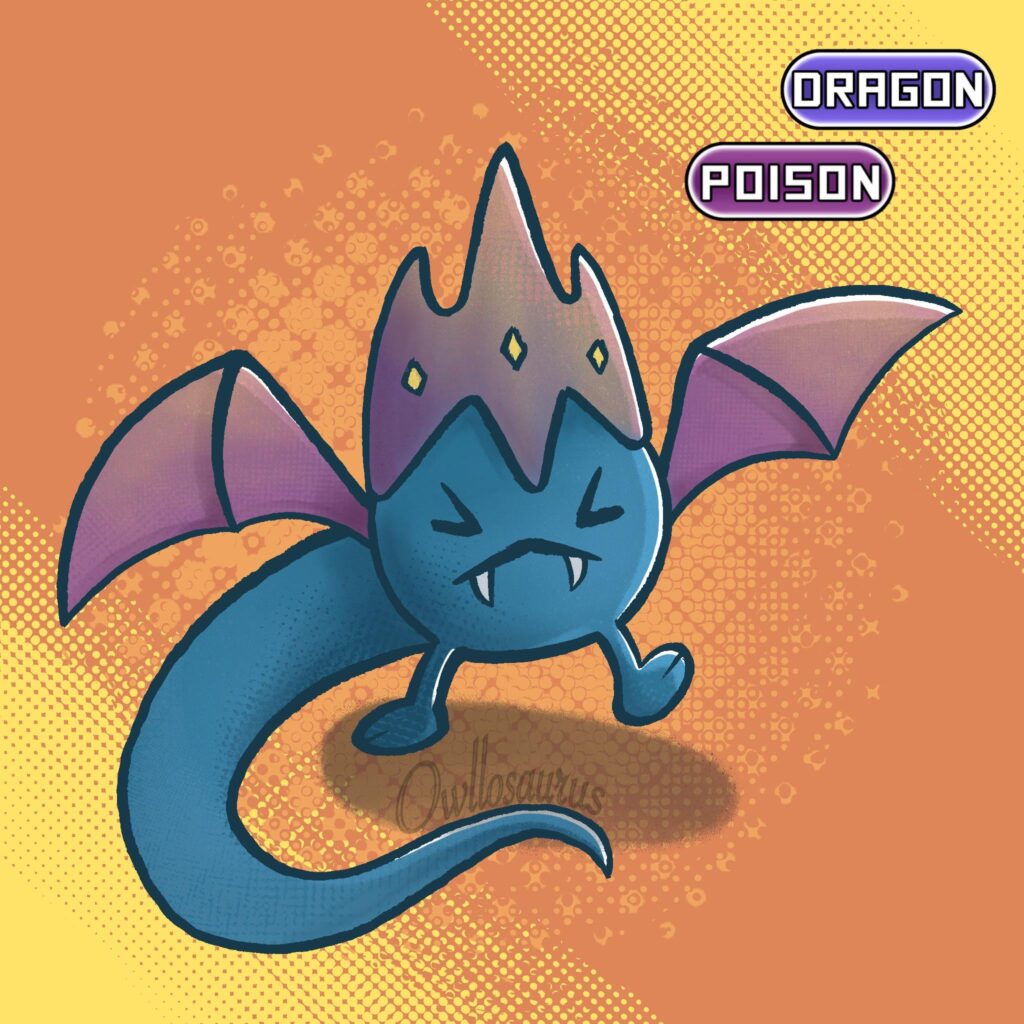 I had a dream there was a regional form of Zubat that was a dragon type, and this is what it looked like. Should I make the evolutions too?