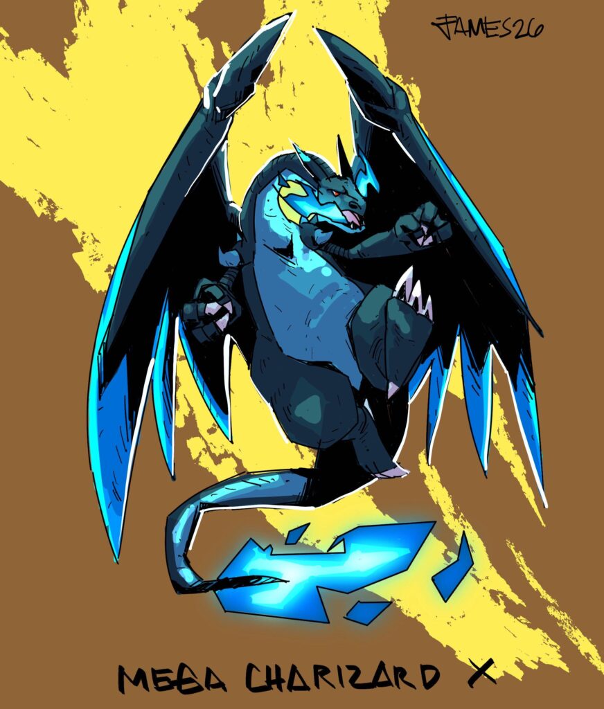 [OC] The Mega Charizard X fan art by me.