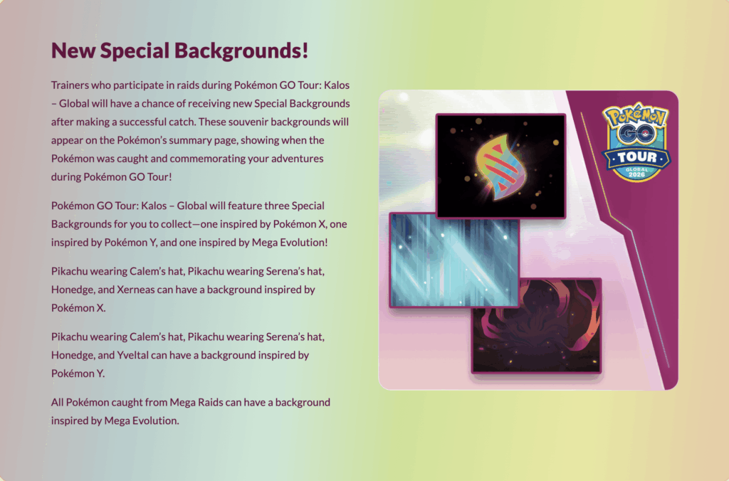 Pokémon GO Tour: Kalos - Global Special Backgrounds Announced