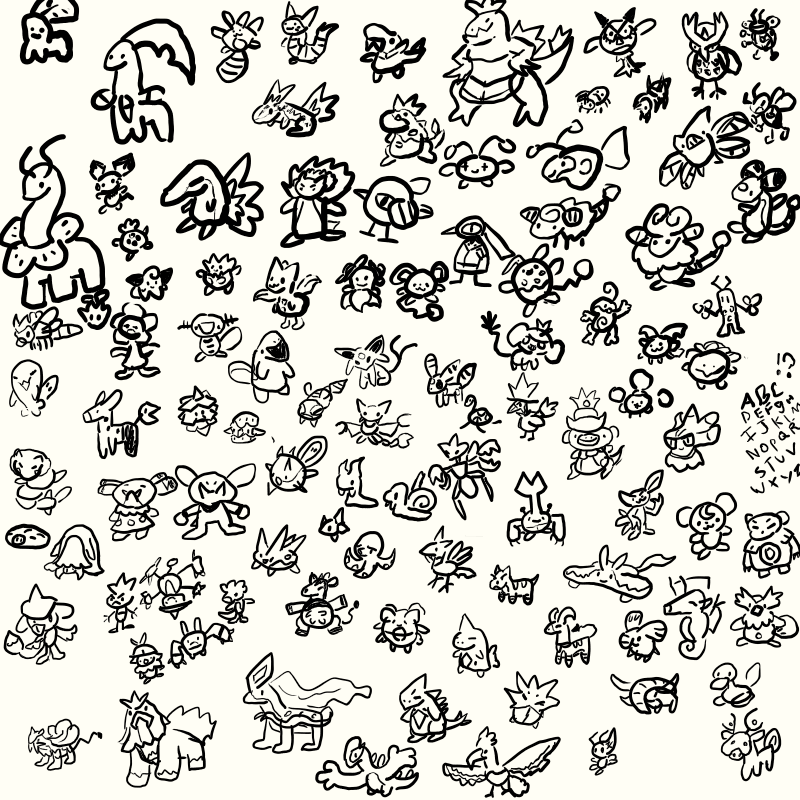 Gen 2 pokemon drawn like goobers! (I'm still new to digital art) (OC)