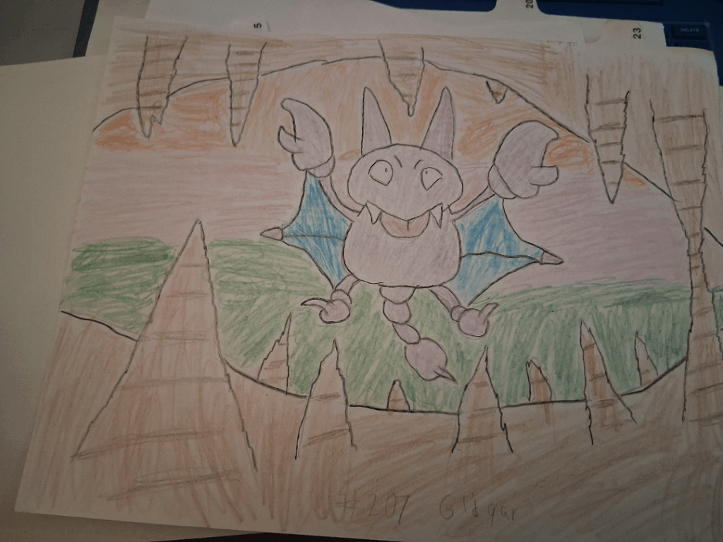 I drew Gligar and mee