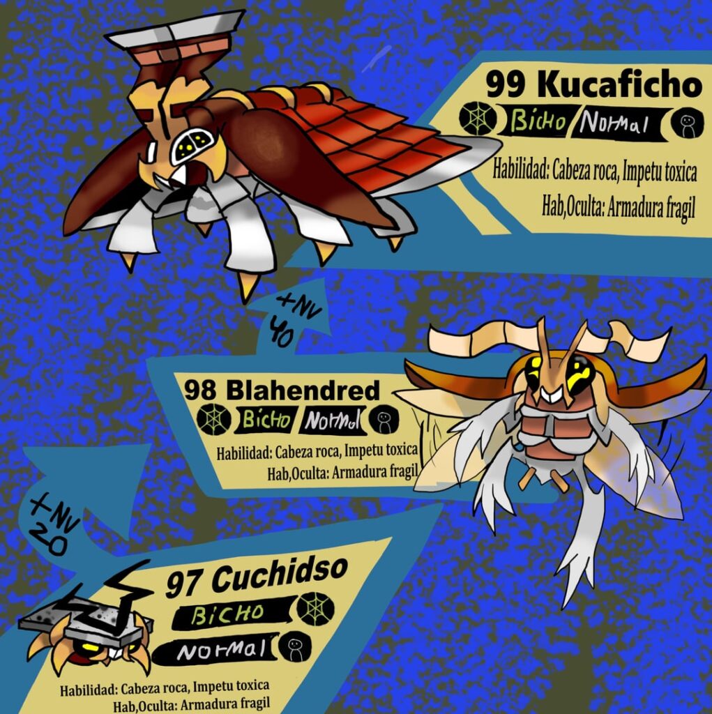 I make the Pokémon line of cockroaches inspired by the floors, walls, and ceilings of my country; sometimes they work together to mimic a room, or even an entire house, too, them have the perfect shiny