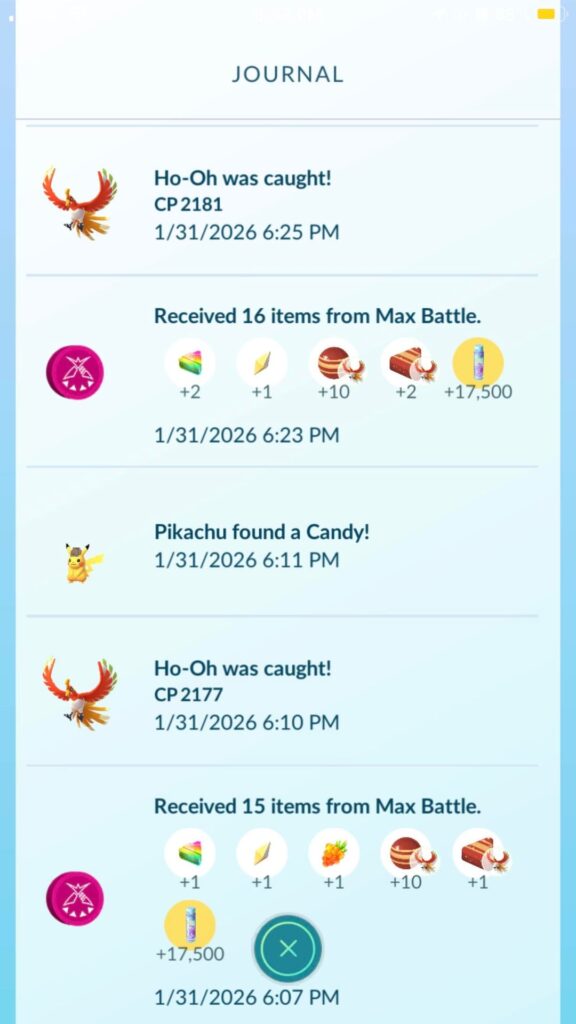0 rare candies from 4 in-person Dmax Ho-oh raids