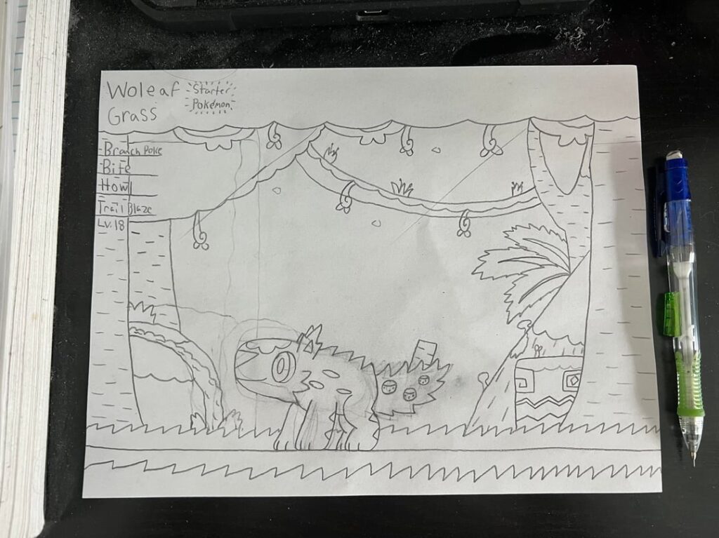 Grass Starters of my Fakemon Region. Woleaf, Guárbor, and Werewrath. Based on Mesoamerican Warriors, Maned Wolves, Bush Dogs, Short-Faced Dogs, and the Macuahuitl.