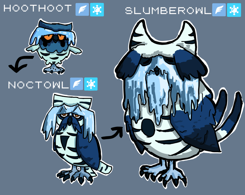 [OC] Regional Noctowl based on Artic Owls (+New Evo)