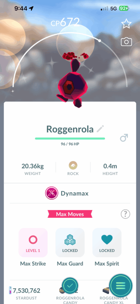 Shiny Dynamax Roggenrola live