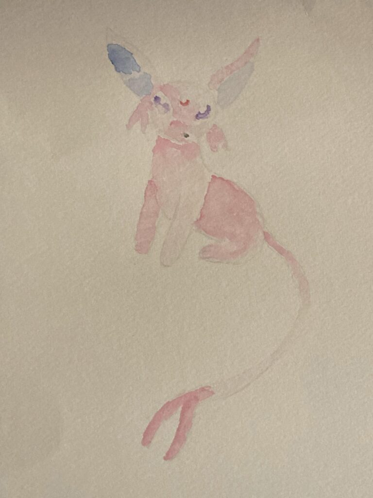 espeon watercolor art by me
