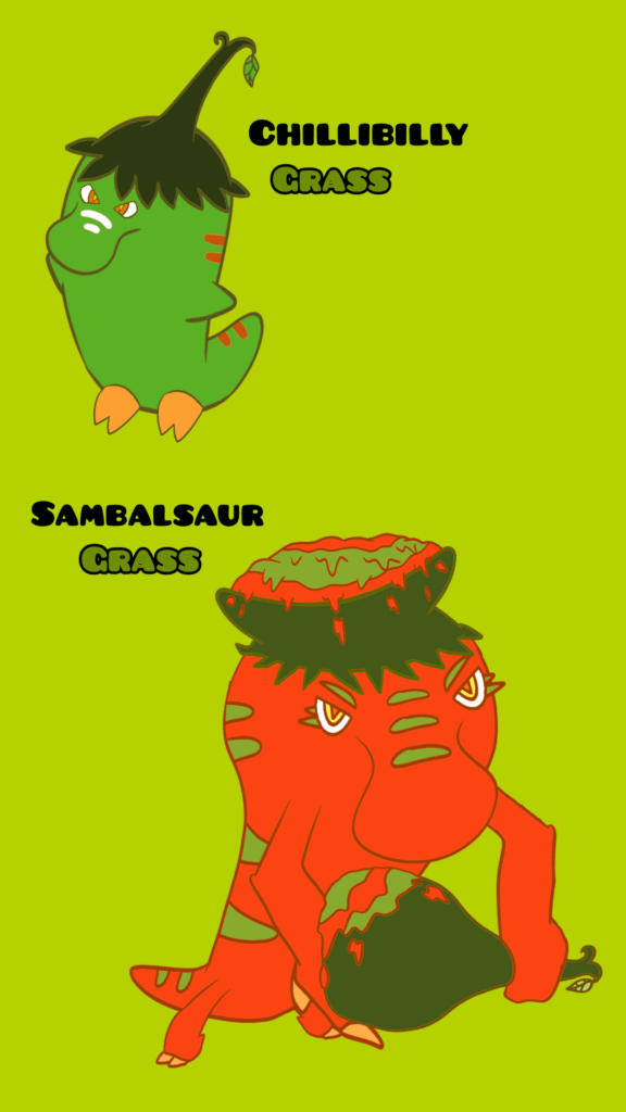 Chilli/Dinosaur Fakemon : Chillibilly, Sambalsaur