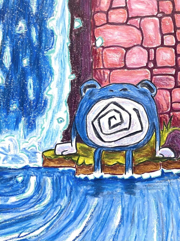 I drew Poliwhirl chilling by the waterfall✌️✨