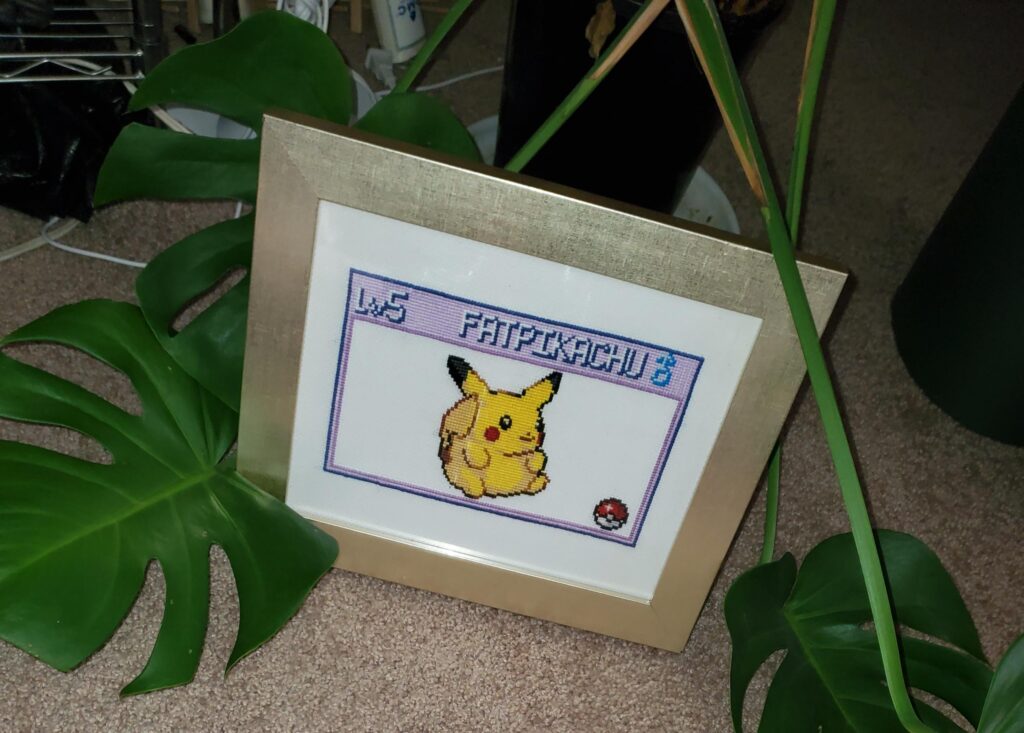 Fat pikachu crossstitch I made!