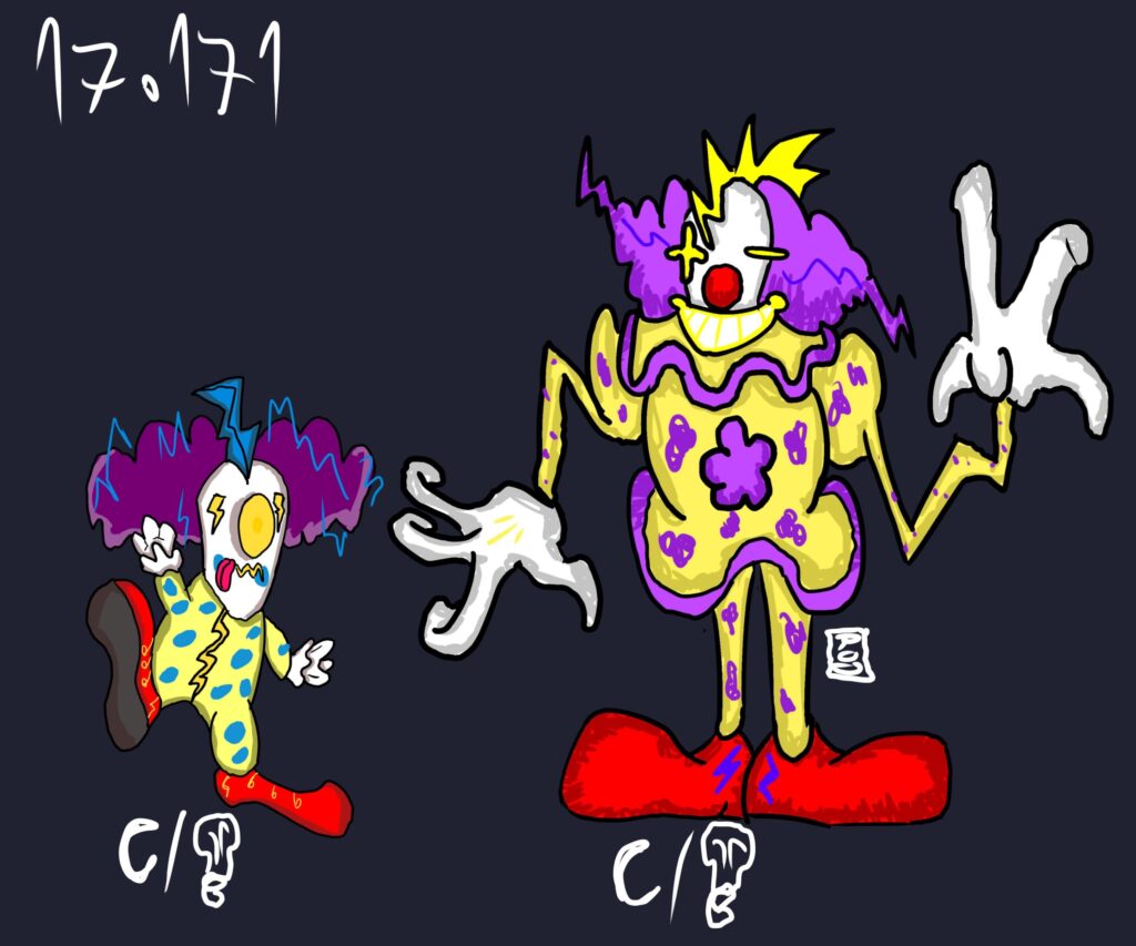 Shocking clowns, energy vampires that paralyze their prey with handshakes and then steal energy from their prey to illuminate their bodies. Dark and Electric.