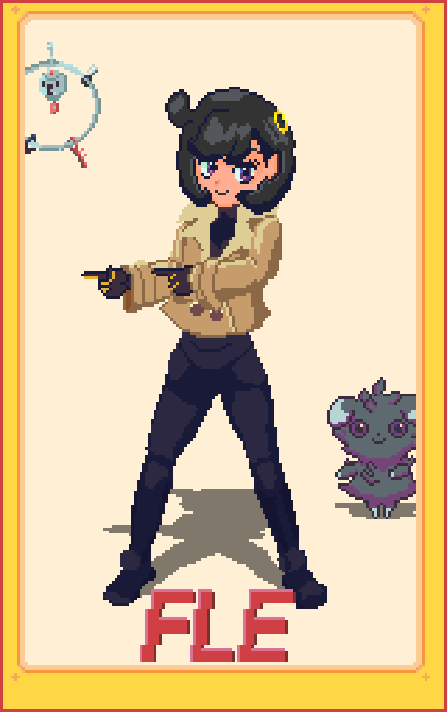 [OC] Emma and her Pokemon team! My latest pixel art animation.