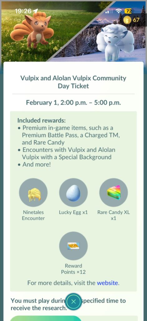 I adore vulpix! Didn’t even know the community day pokemon or date until now :D