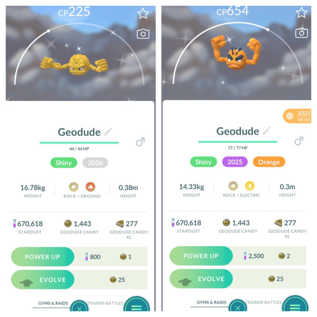 Gold or Orange? Shiny Geodude: Kanto vs Alolan