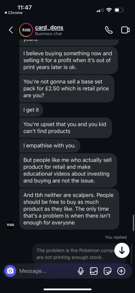 Scalper admitted they scalp but still claim it’s investing