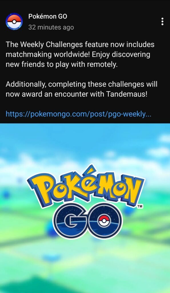Completing Weekly Challenges will now award an encounter with Tandemaus