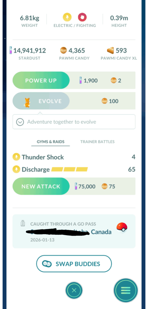 Pokémon caught through the GO Pass now state it as such