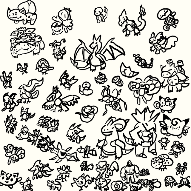 So I just got my first art table yesterday so I decided to draw the first 151 and it got very unserious very quick