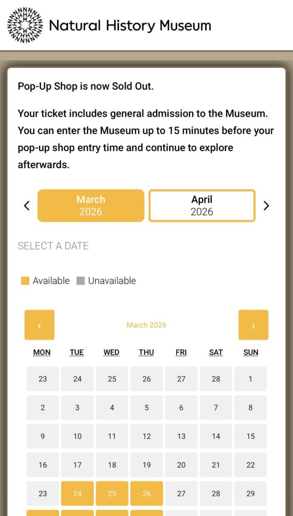 Natural History Museum Booking Bug?