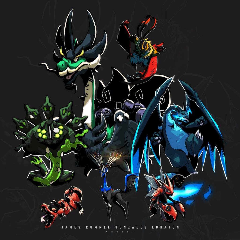 [OC] Pokemon fan art compilation, with my latest piece the Zygarde.