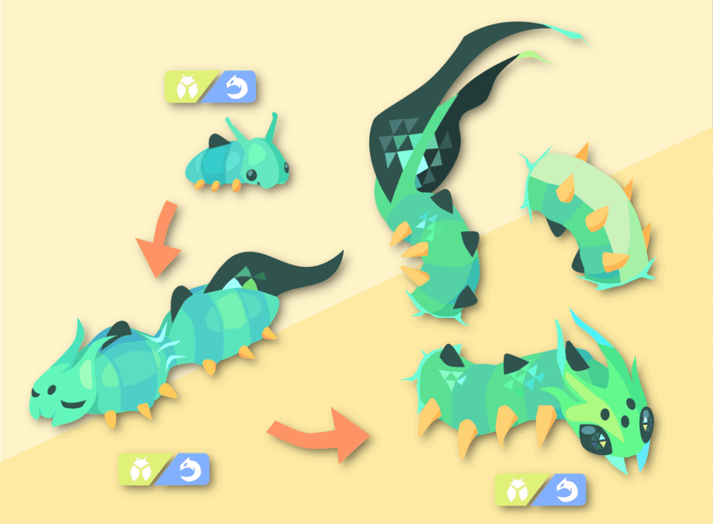 A Pseudo-legendary Pokémon inspired by wormholes, dragon headed caterpillars and The Very Hungry Caterpillar !