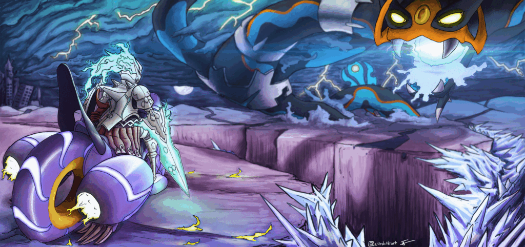 Pokemon Xenoverse is Cool, here is a scene from my tabletop game where I fight Dragalisk - I did the drawing